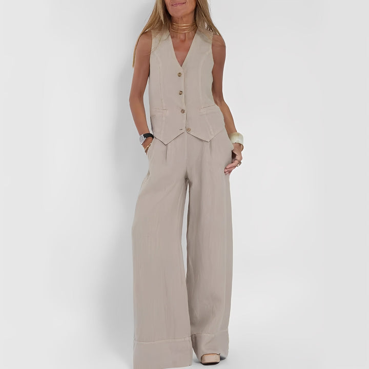 Joan - Bequemes ärmelloses Damen-Set mit weitem Bein