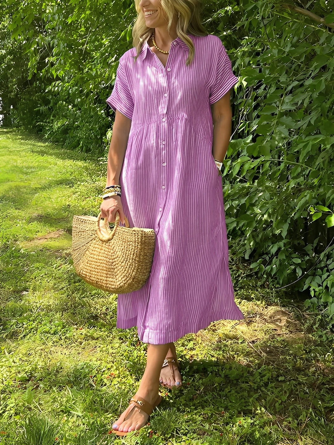 Alana - Komfortables gestreiftes Damen-Hemdkleid