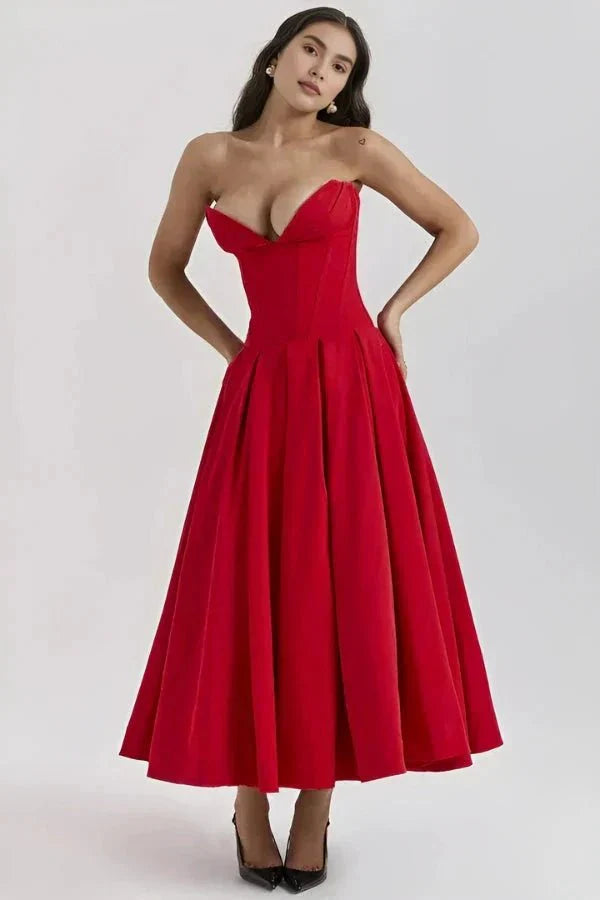 Laarni Kleid – Elegantes Korsett-Midi-Kleid für besondere Anlässe