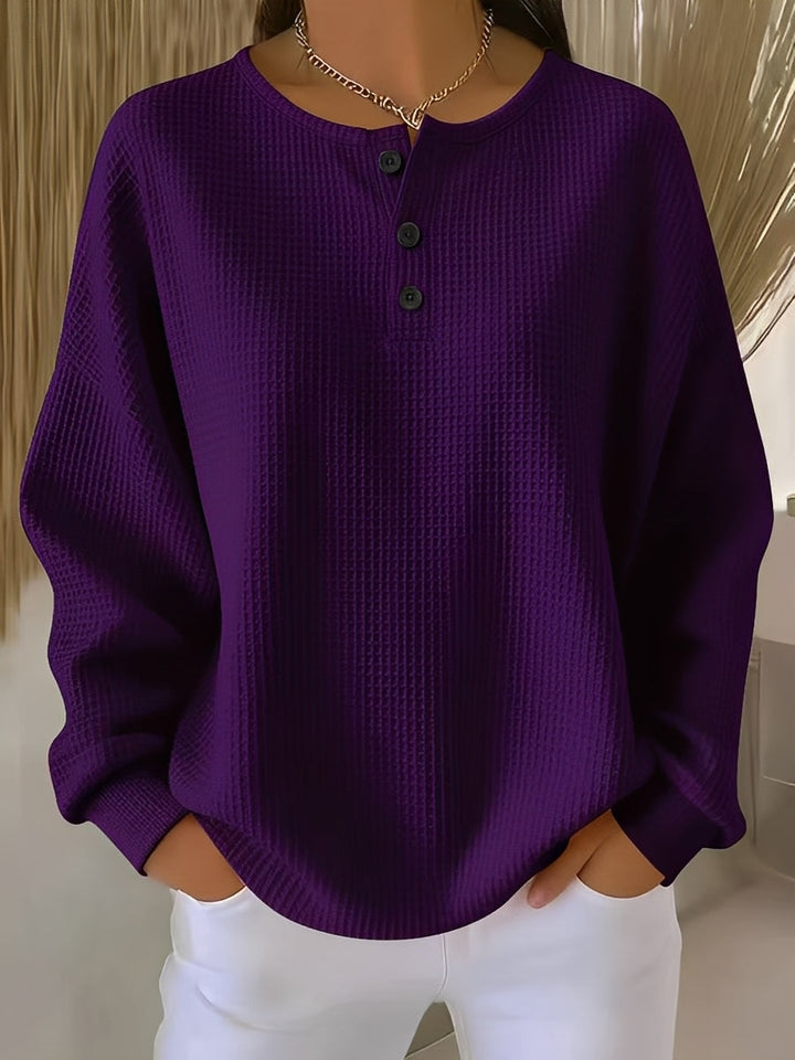 Anabella - Bequemer Waffelpullover mit Knopfleiste für Damen