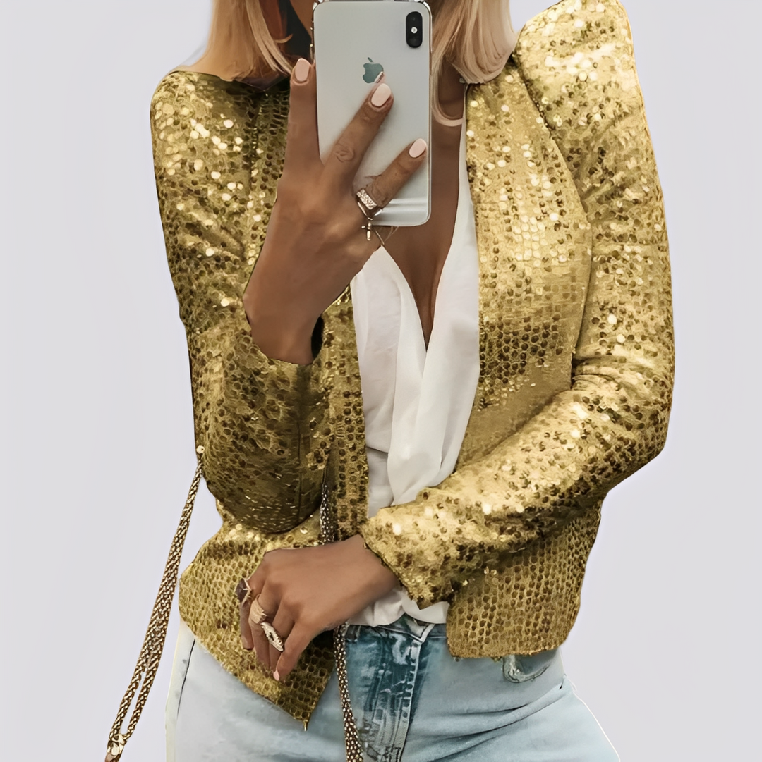 Isabelle - Stilvoller kurzer Paillettenblazer für Damen