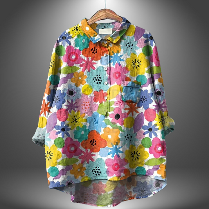 Damenbluse langarm mit Blumenmuster