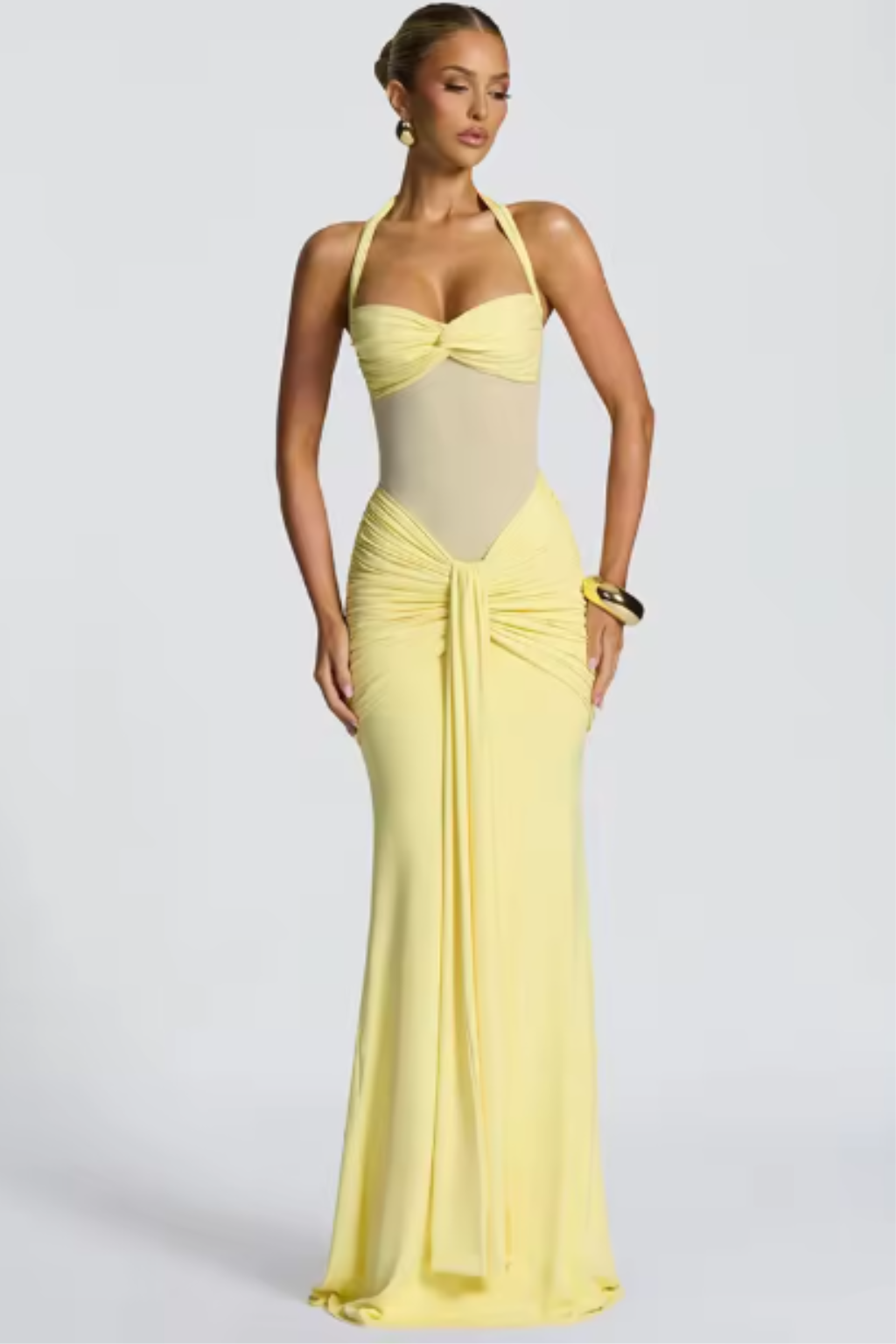 Celine Damen Neckholder Maxikleid mit Raffung – Hochzeitsgast