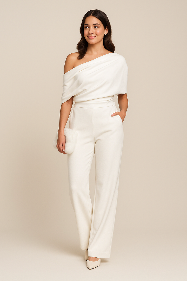 Emma | Damen Schicker One-Shoulder Frühlings-Jumpsuit