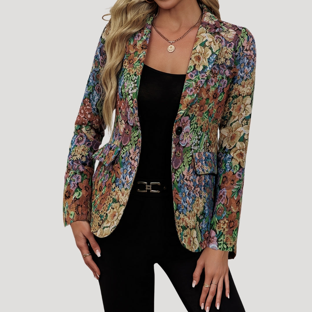 Damenblazer mit Jacquard-Blumenmuster