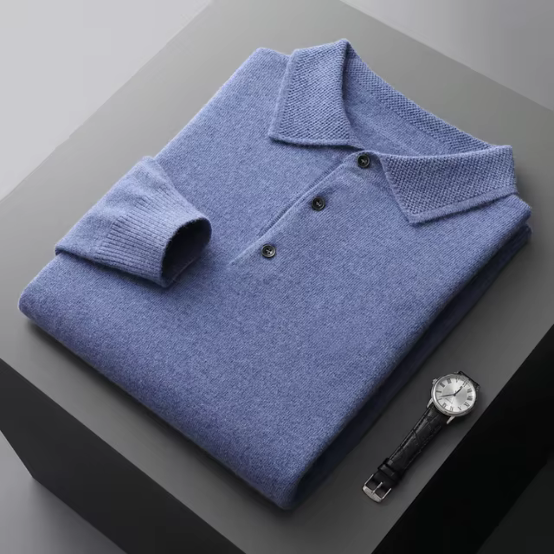 Polo Pullover mit Polokragen | Strickpullover Knopfleiste und Langarm