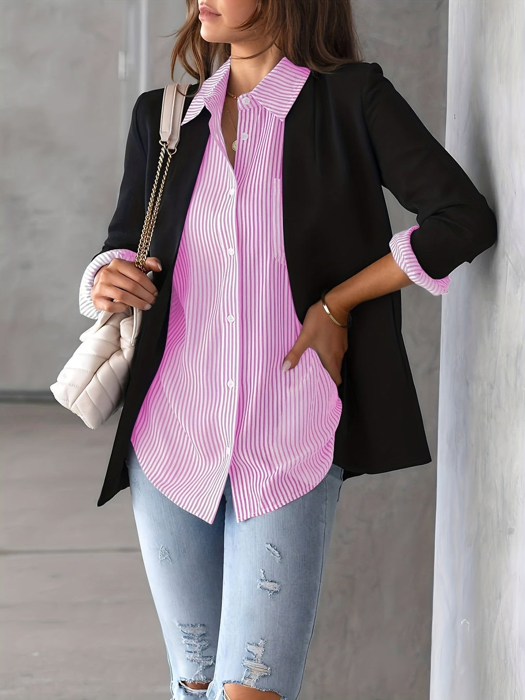 Nancy - Entspanntes, langärmeliges Damen-Shirt mit Streifen