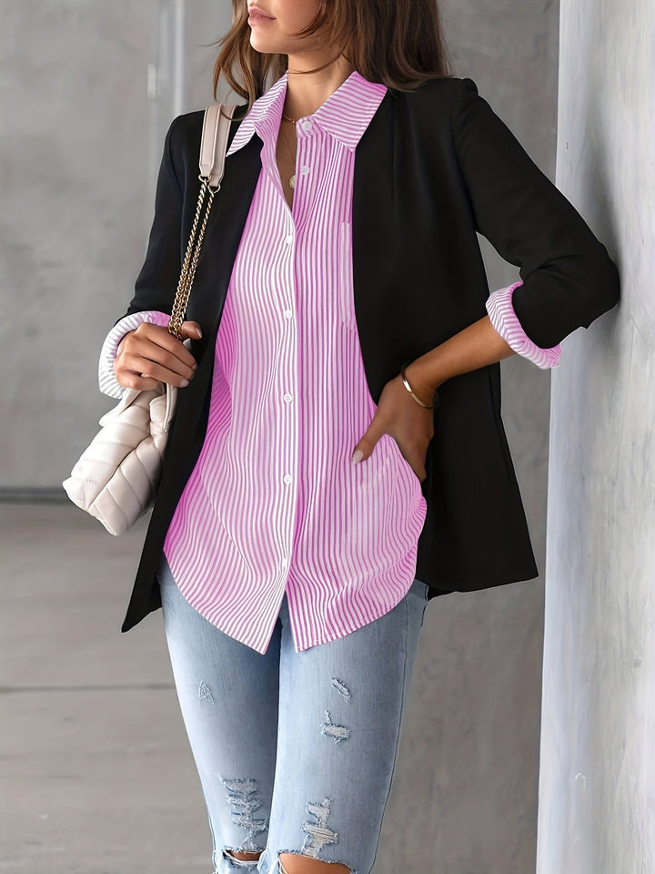 Nancy - Entspanntes, langärmeliges Damen-Shirt mit Streifen