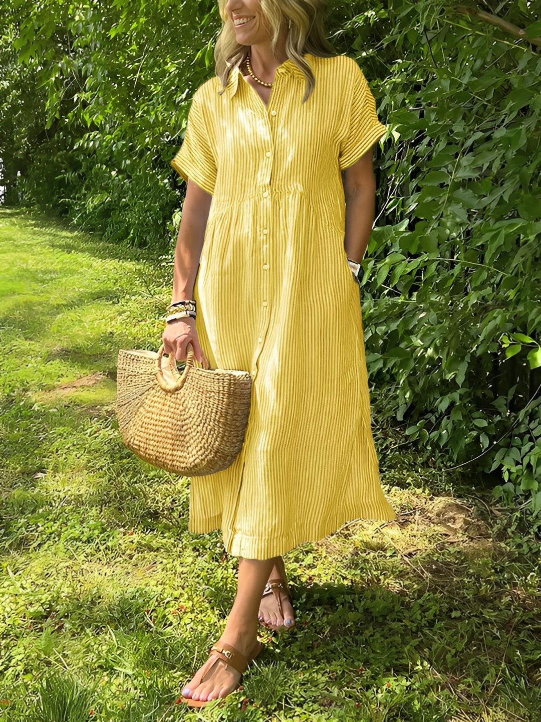 Alana - Komfortables gestreiftes Damen-Hemdkleid