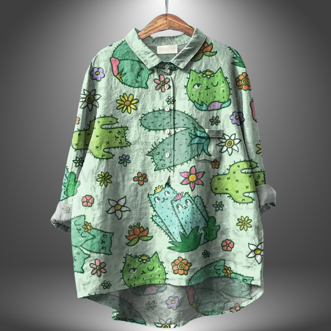 Damenbluse langarm mit Blumenmuster