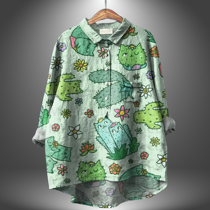 Damenbluse langarm mit Blumenmuster