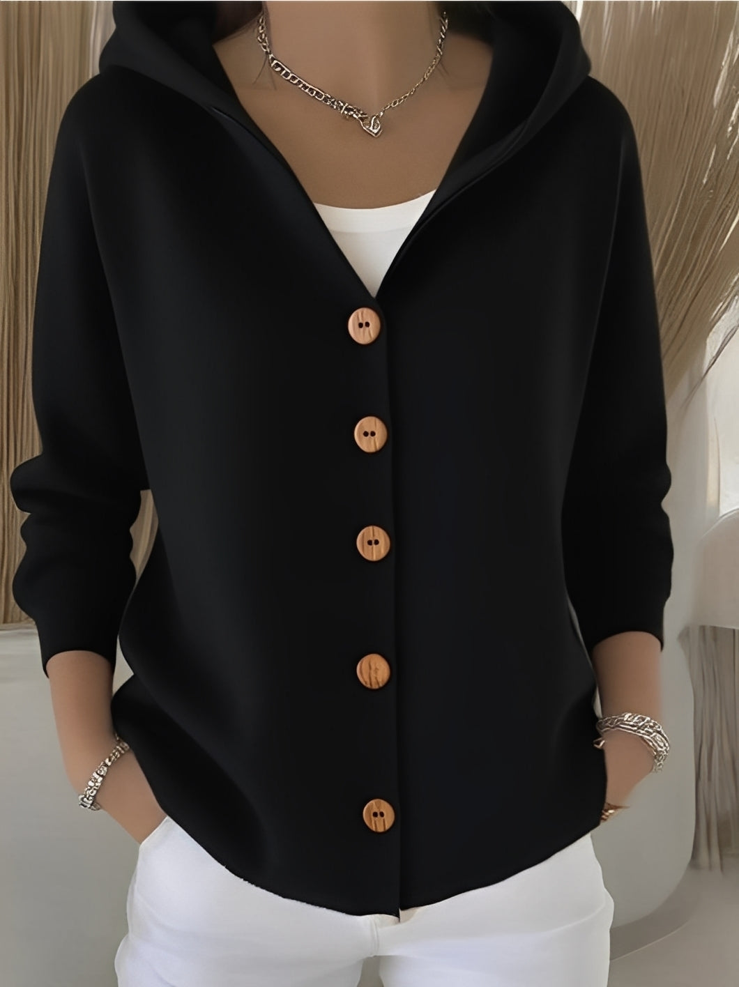 Ryanne – Gemütliche Langarmjacke mit Kapuze für Damen
