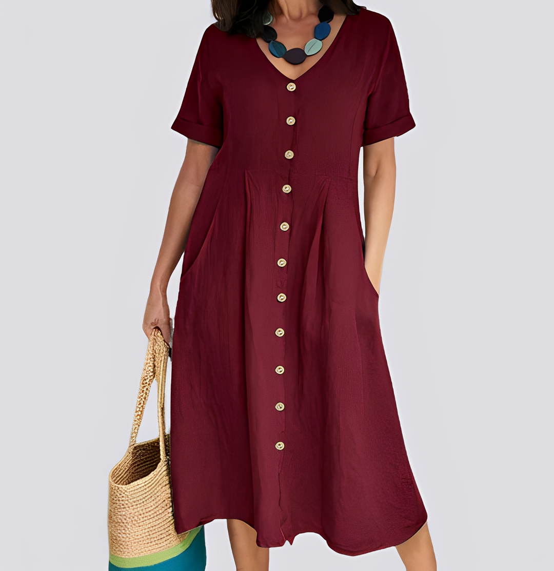 Sabrina - Lässiges, locker geschnittenes Kleid mit hoher Taille für Damen