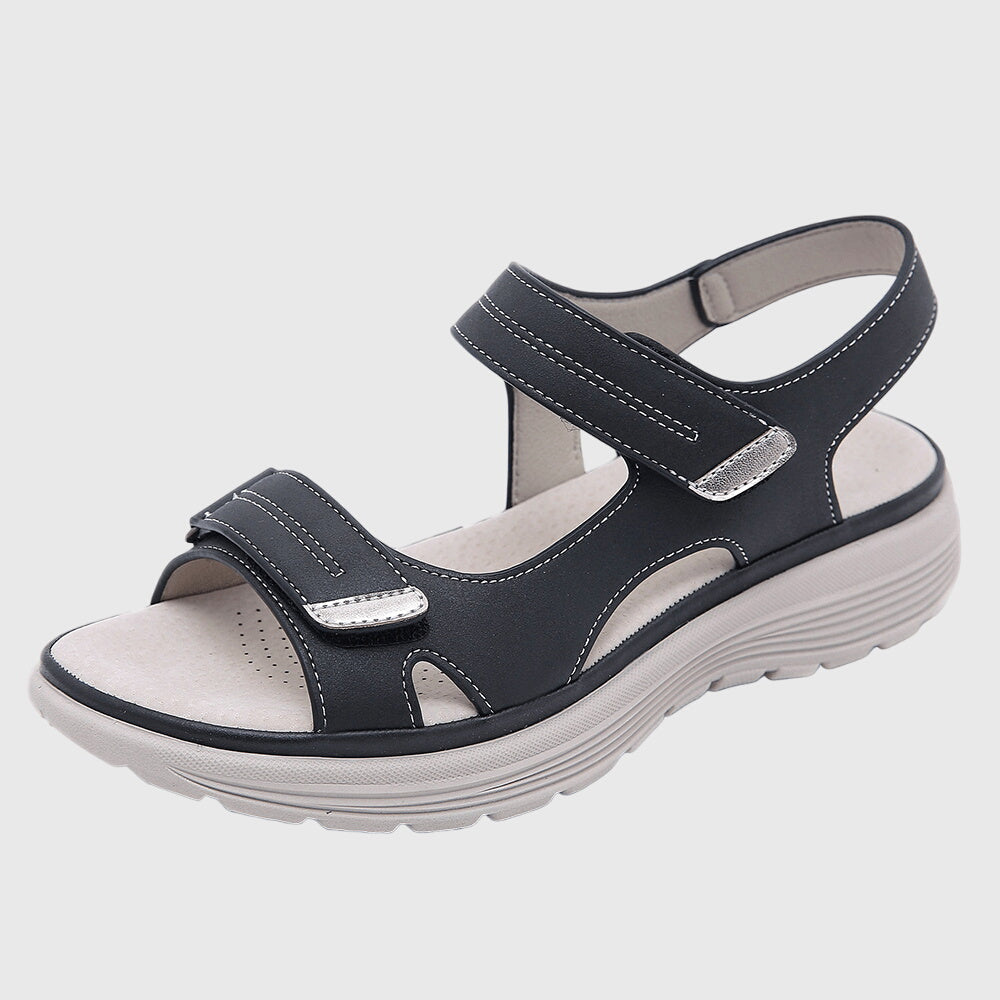 Elke | Damen Sandalen mit Offener Spitze und Klettverschluss