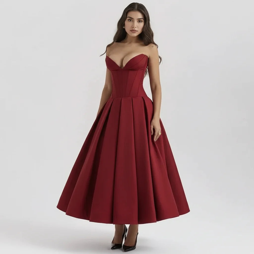 Laarni Kleid – Elegantes Korsett-Midi-Kleid für besondere Anlässe