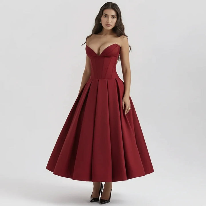 Laarni Kleid – Elegantes Korsett-Midi-Kleid für besondere Anlässe