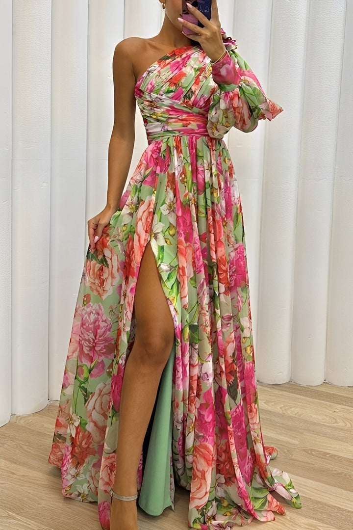 Katherine - Florales, fließendes Schulterkleid für Damen