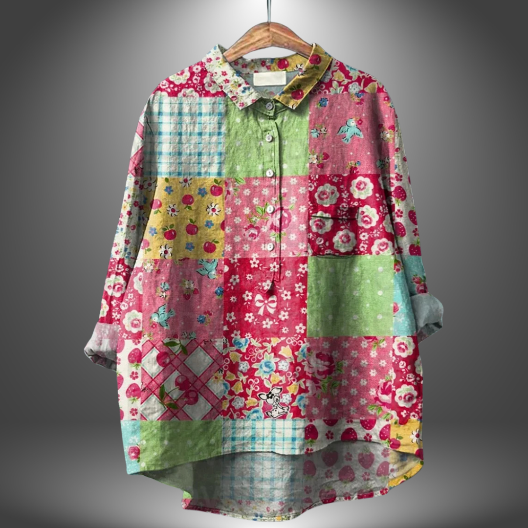 Damenbluse langarm mit Blumenmuster