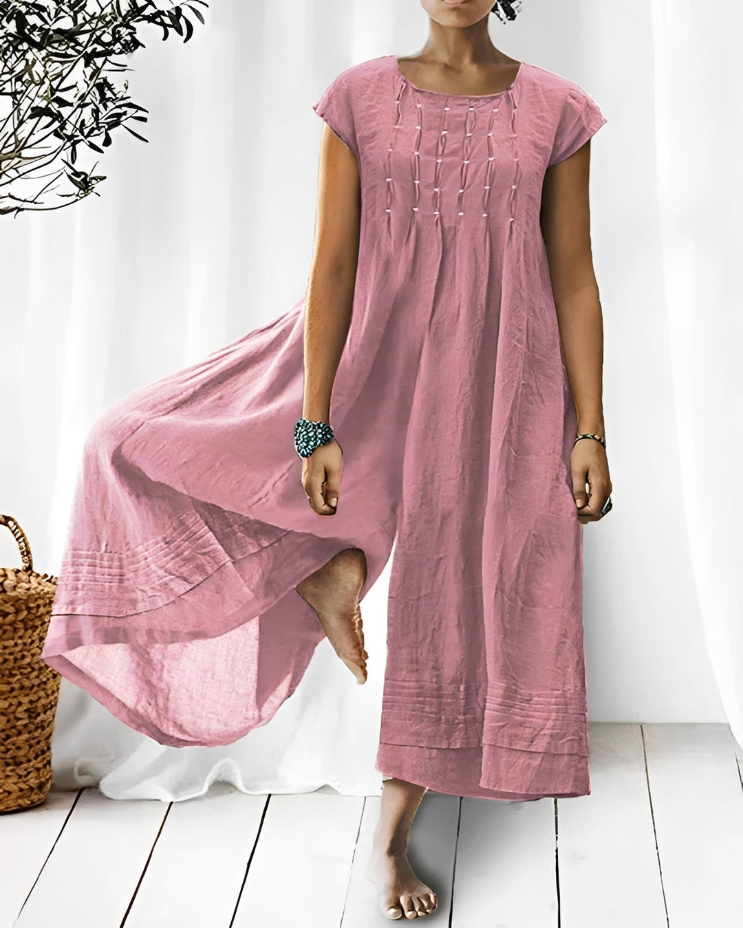 Claudia - Stilvoller Damen-Jumpsuit mit kurzen Ärmeln