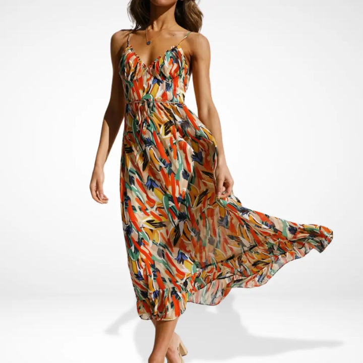 Emma – Elegant Printed with straps Dress for Women - Image 3