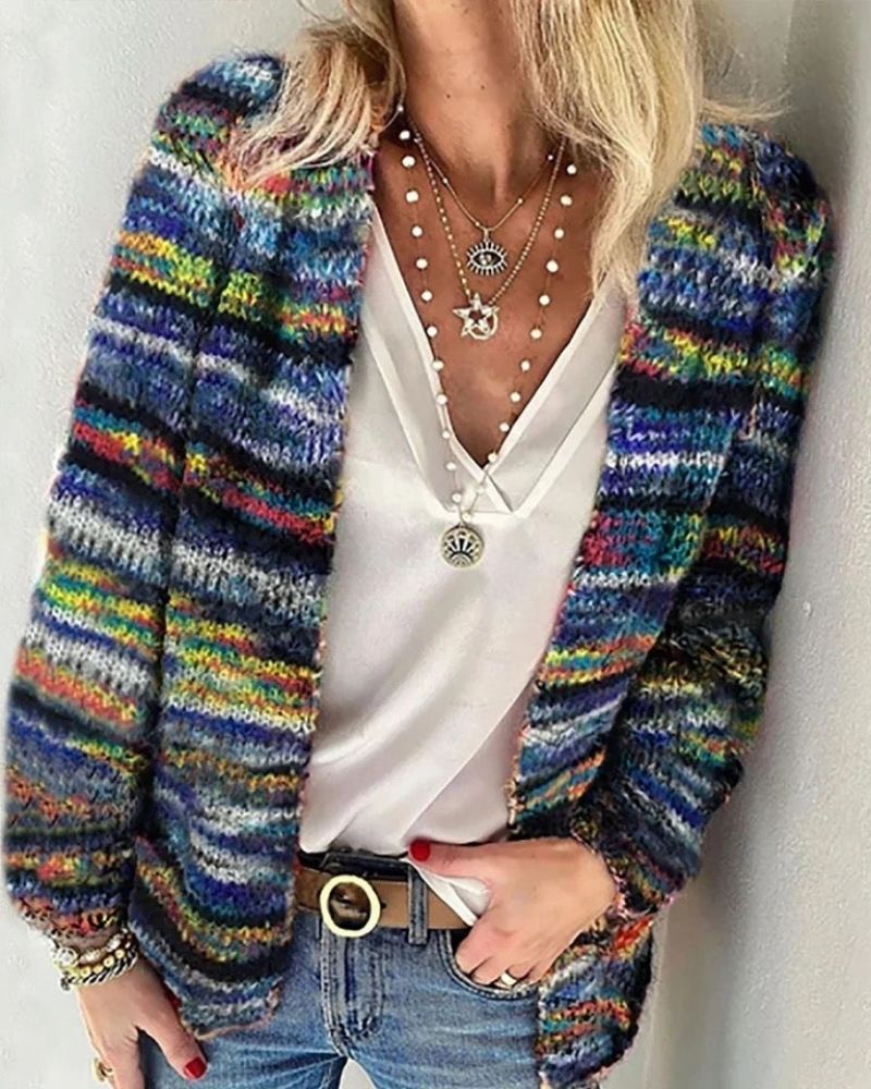 Bunte Strickjacke | Offene Front