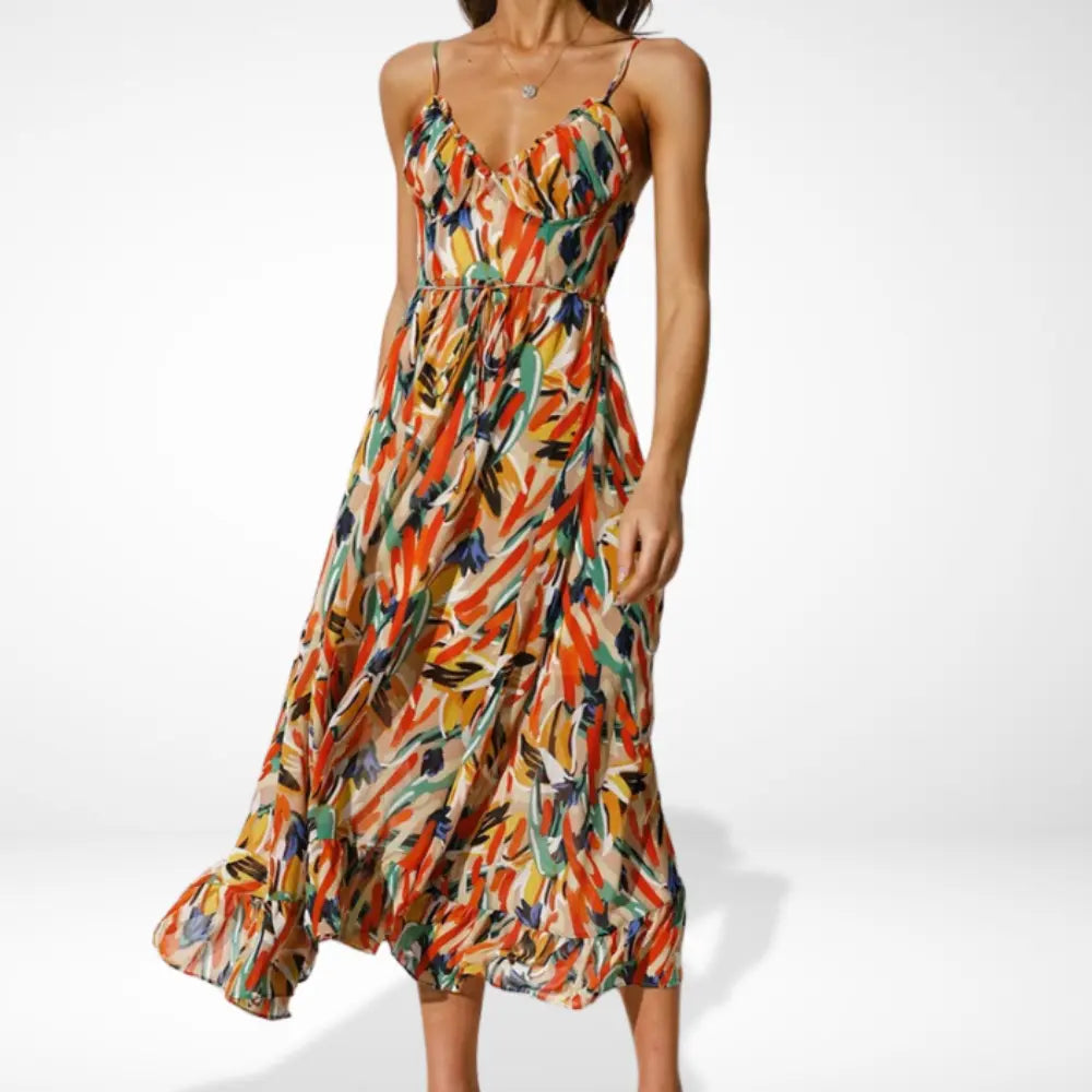 Emma – Elegant Printed with straps Dress for Women - Image 2
