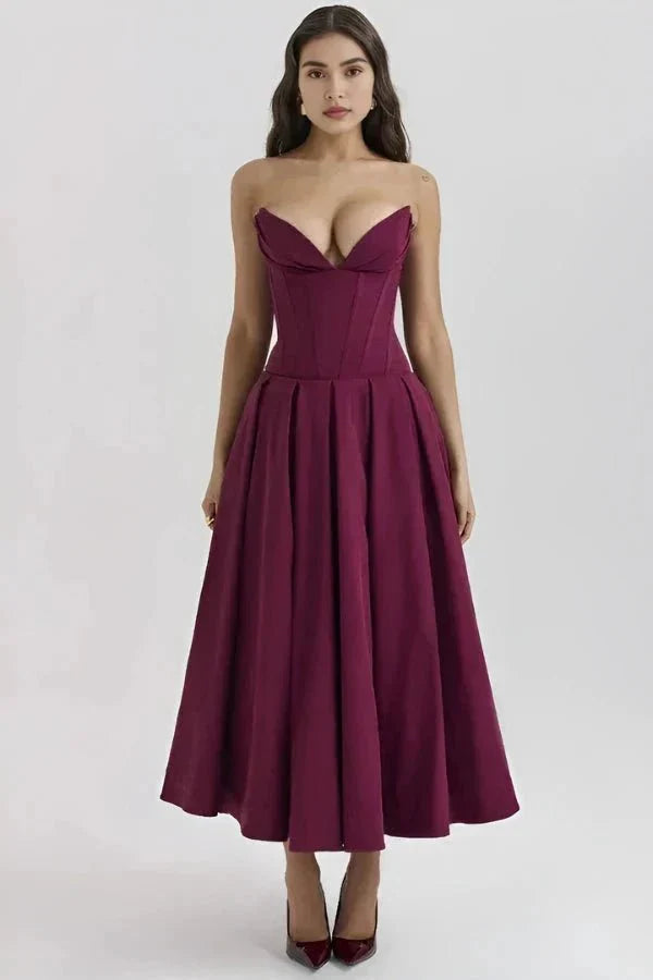 Laarni Kleid – Elegantes Korsett-Midi-Kleid für besondere Anlässe
