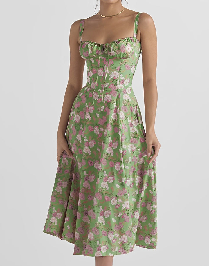 Alyssa - Slim Fit Midi-Kleid mit Blumenmuster für Damen