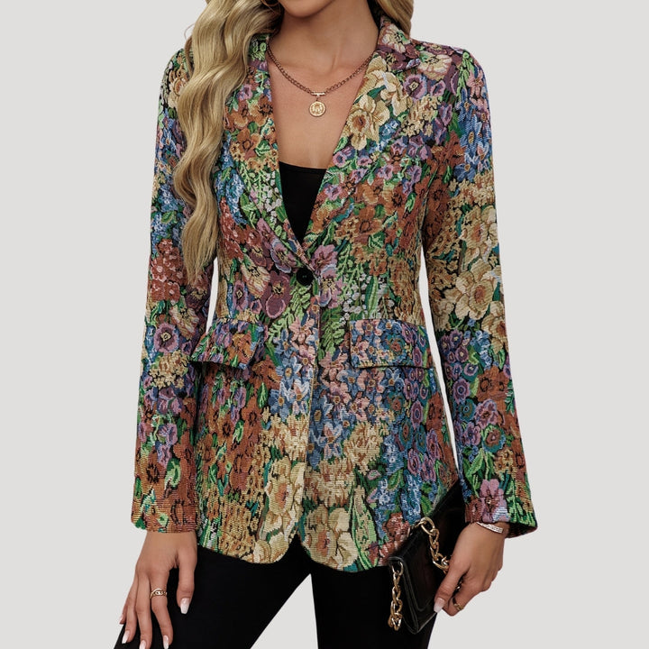 Damenblazer mit Jacquard-Blumenmuster
