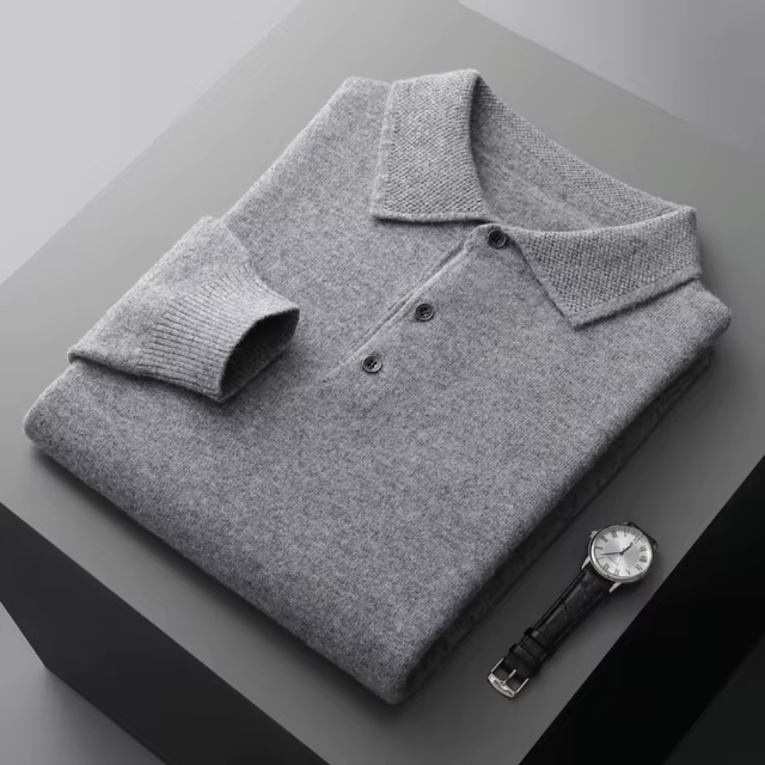 Polo Pullover mit Polokragen | Strickpullover Knopfleiste und Langarm