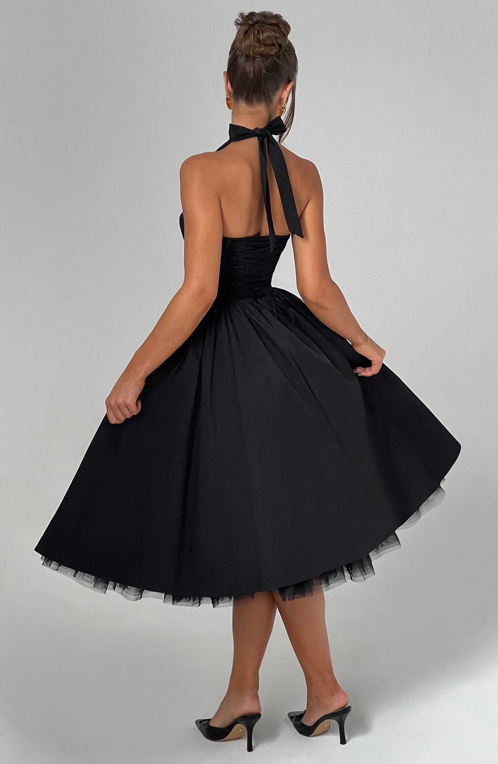 Lydia | Damen Halter Midi Kleid für Hochzeitsgäste