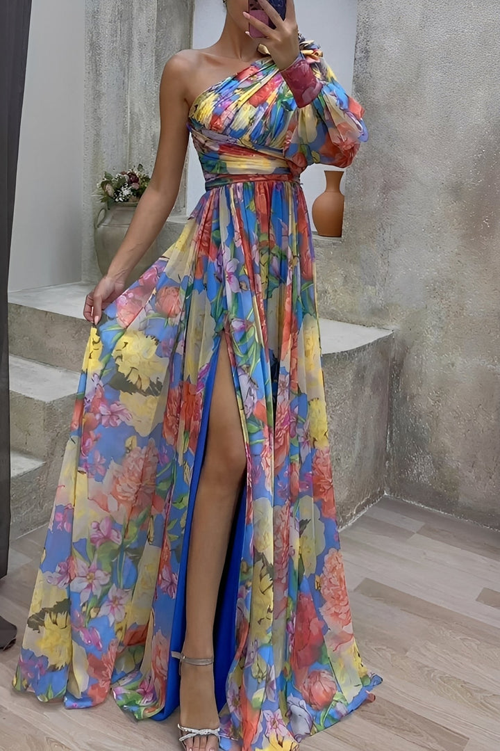 Katherine - Florales, fließendes Schulterkleid für Damen
