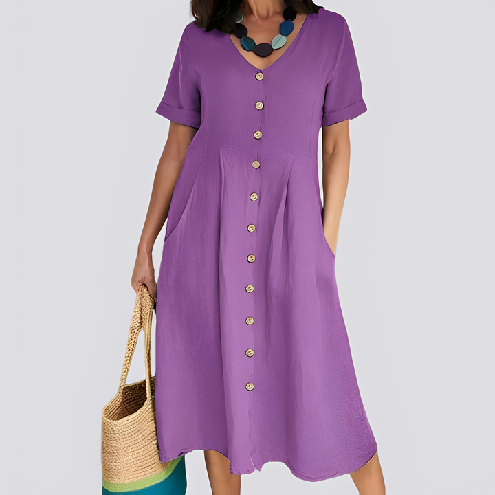 Sabrina - Lässiges, locker geschnittenes Kleid mit hoher Taille für Damen