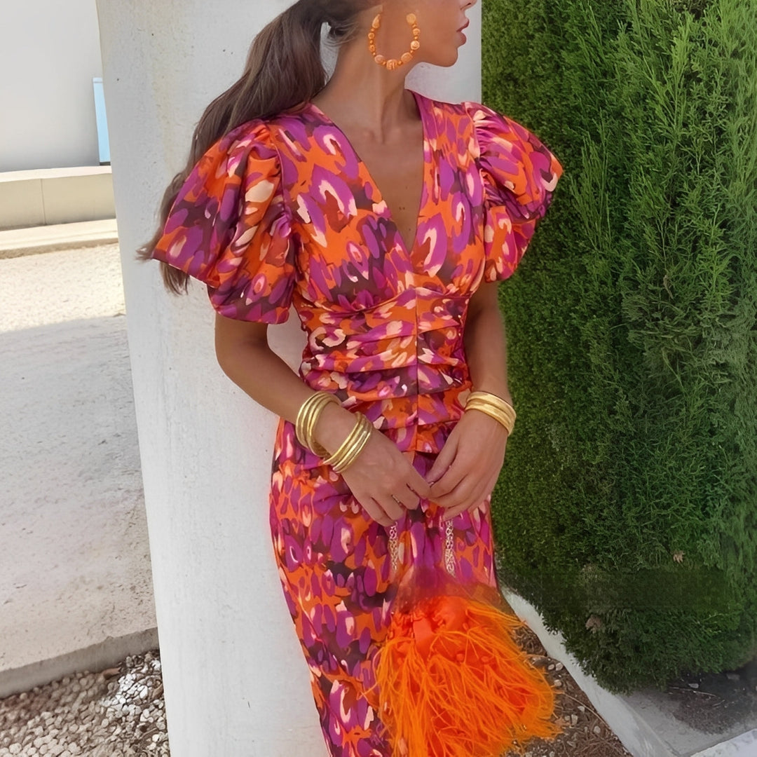 Stacey - Stilvolles, schmal geschnittenes Kleid mit Print für Damen