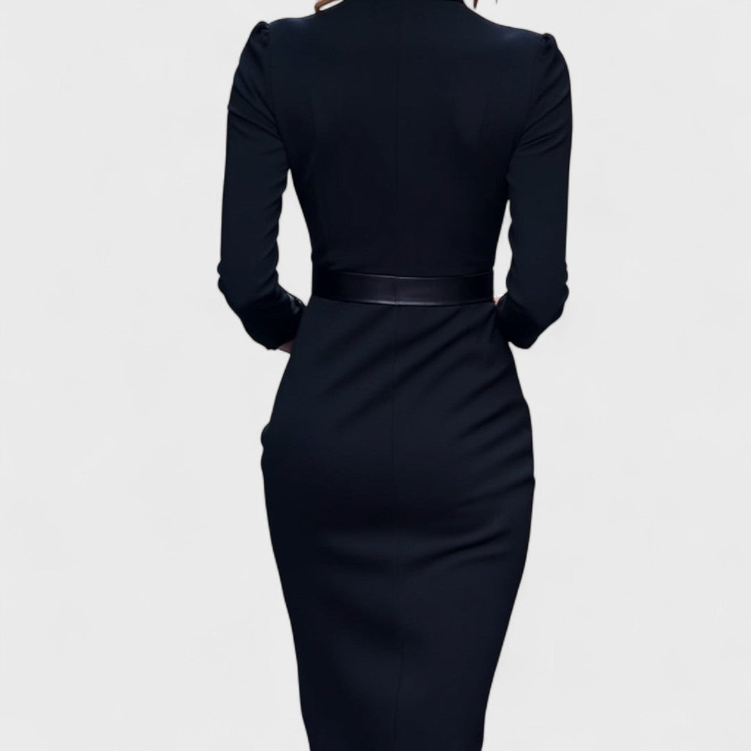 Rebeca – Elegantes Damen-Midikleid mit Wickeloptik und Gürtel