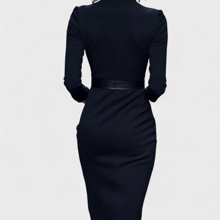 Rebeca – Elegantes Damen-Midikleid mit Wickeloptik und Gürtel