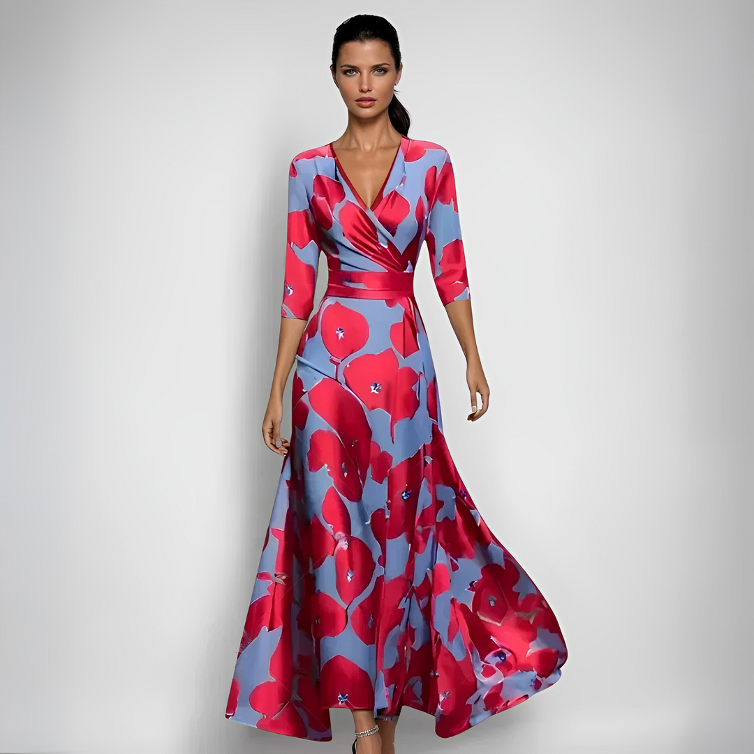 Delores - Maxilanges Blumenkleid mit langen Ärmeln