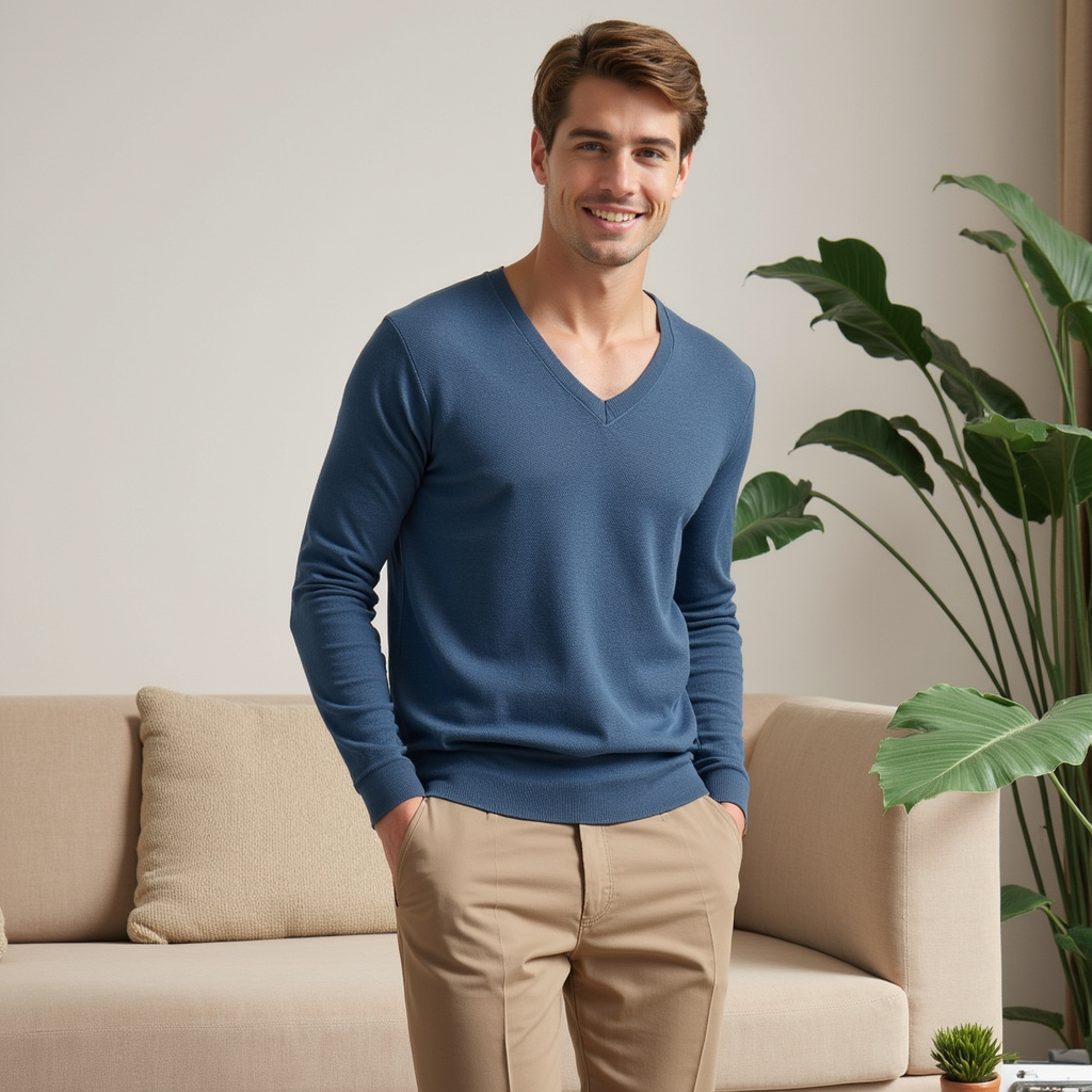 Maglione Uomo Collo a V Morbido e Caldo - Vesarelli