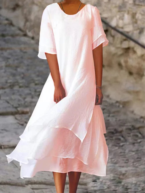 Sophie – Women's double-layer cotton-linen dress - Image 2
