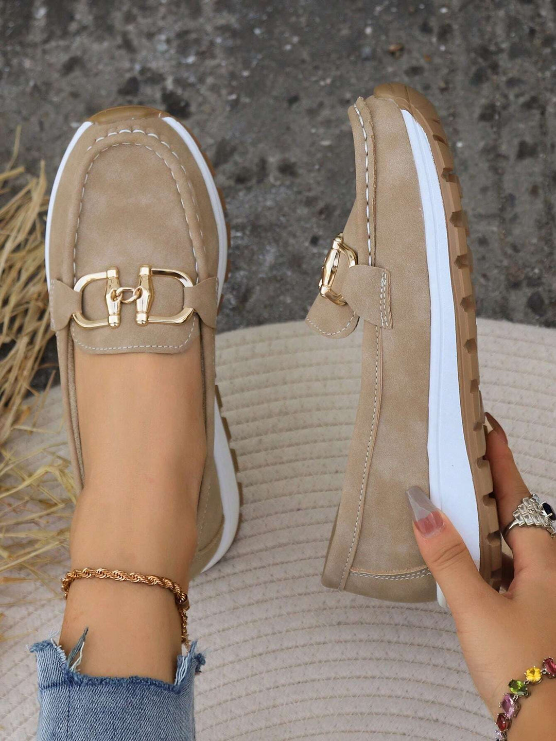 Loafers Damen mit Zierschnalle