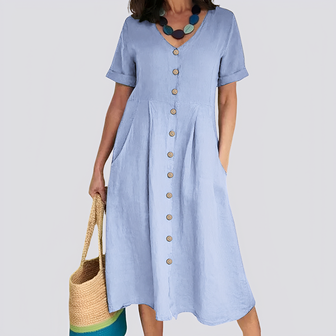 Sabrina - Lässiges, locker geschnittenes Kleid mit hoher Taille für Damen