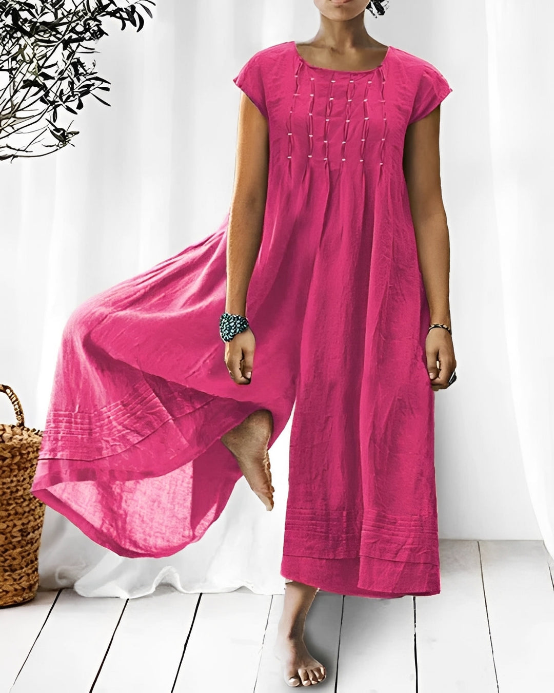 Claudia - Stilvoller Damen-Jumpsuit mit kurzen Ärmeln
