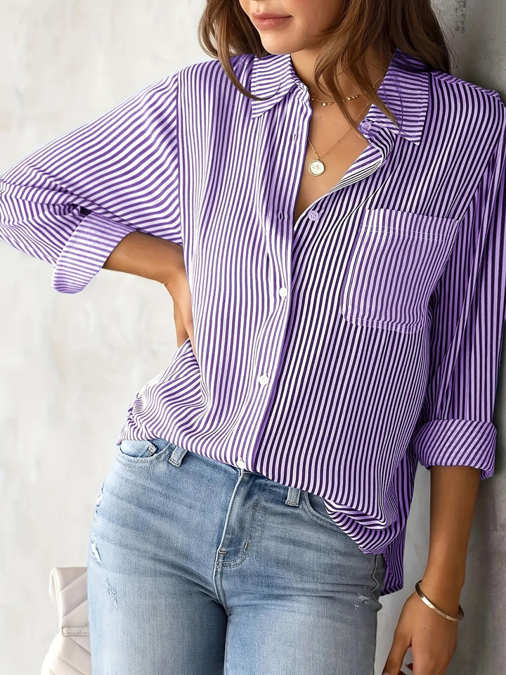 Nancy - Entspanntes, langärmeliges Damen-Shirt mit Streifen