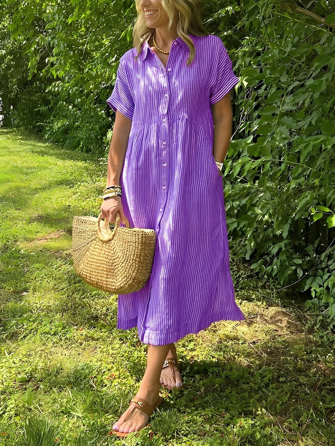 Alana - Komfortables gestreiftes Damen-Hemdkleid