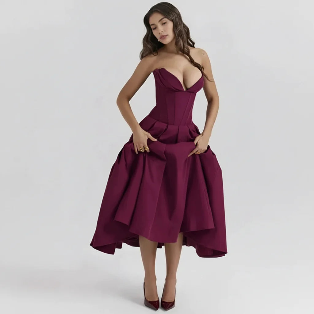 Laarni Kleid – Elegantes Korsett-Midi-Kleid für besondere Anlässe