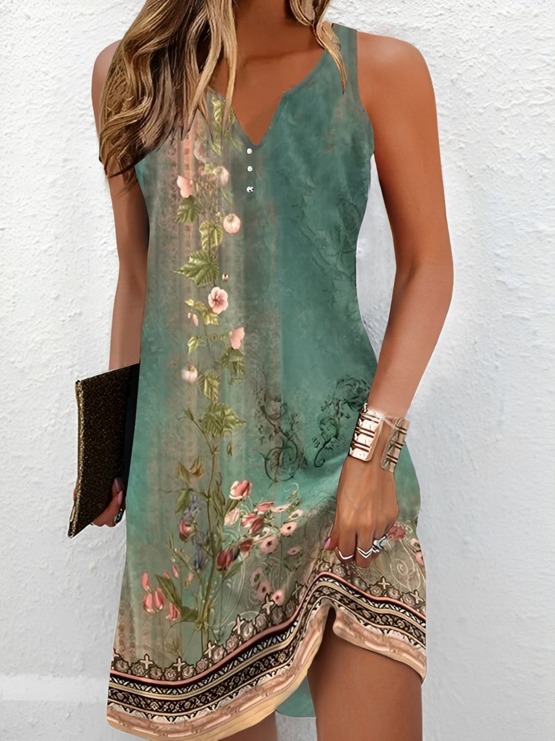 Isobelle - Stilvolles bedrucktes ärmelloses Kleid für Damen