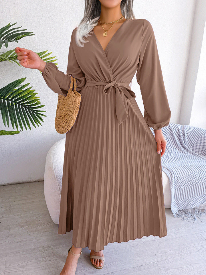 Alicia - Elegantes Maxikleid mit Plissee und Gürtel für Damen