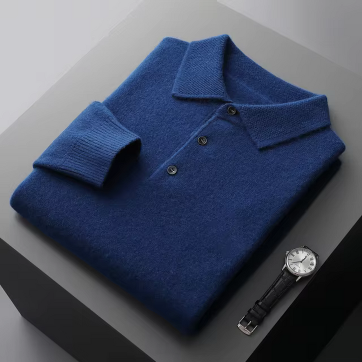 Polo Pullover mit Polokragen | Strickpullover Knopfleiste und Langarm
