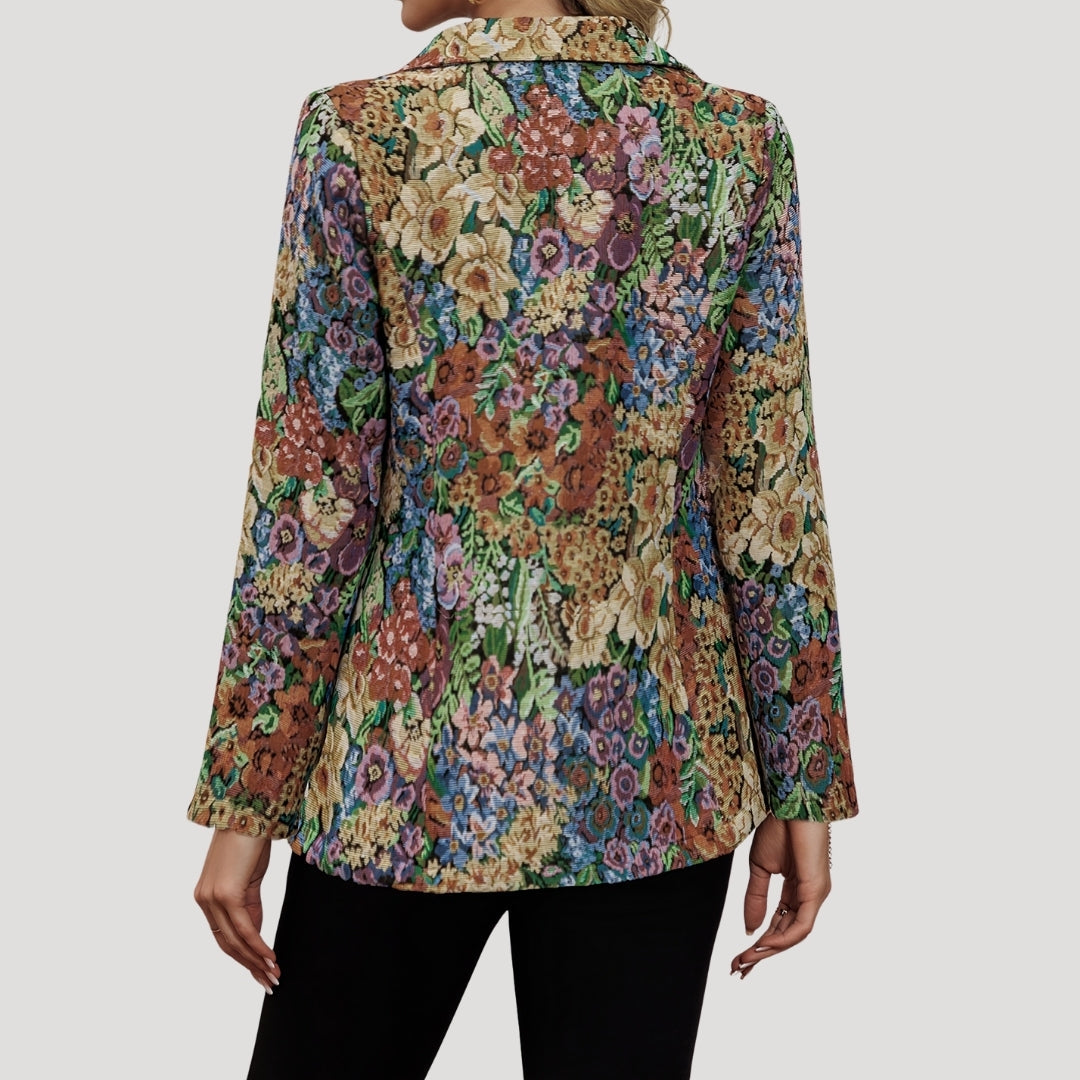 Damenblazer mit Jacquard-Blumenmuster
