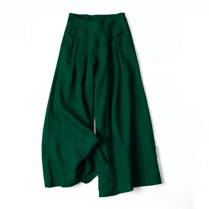Leinenhose Damen Hoch geschnitten Weite Hosenbeine
